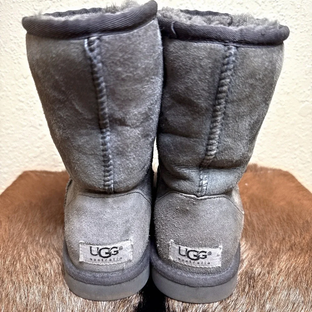 Ugg Australia Boots Winter Classic Short Gray Shearling Size‎ 6 F19008L Cozy